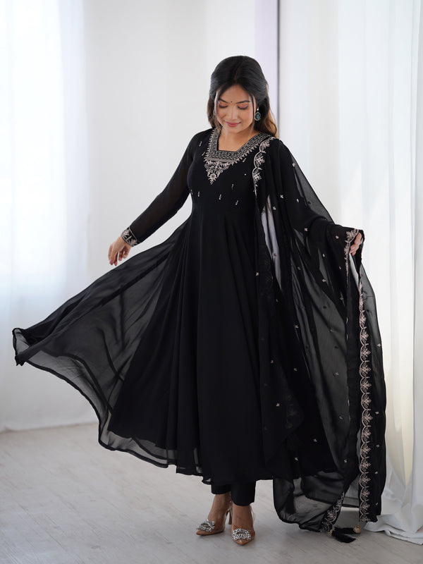 Adorable Black Color Anarkali Gown
