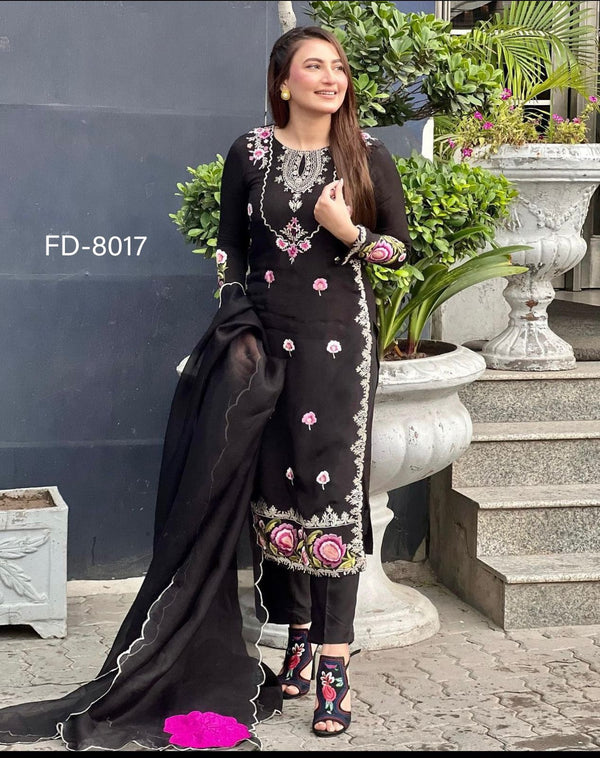 Exotic Sequences Embroidery Work Black Color Anarkali Suit