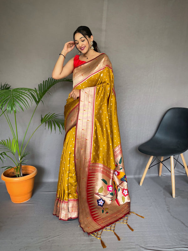 Festive Wear Mustard Rich Weaved Pallu Silk Saree