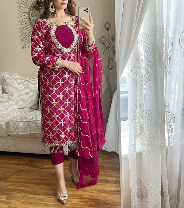 Embellished Sequence Embroidery Pink Color Anarkali Suit