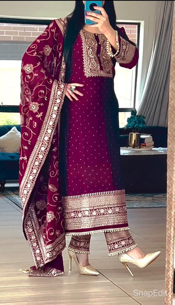 Fabulous Sequence Work Maroon Color Anarkali Suit