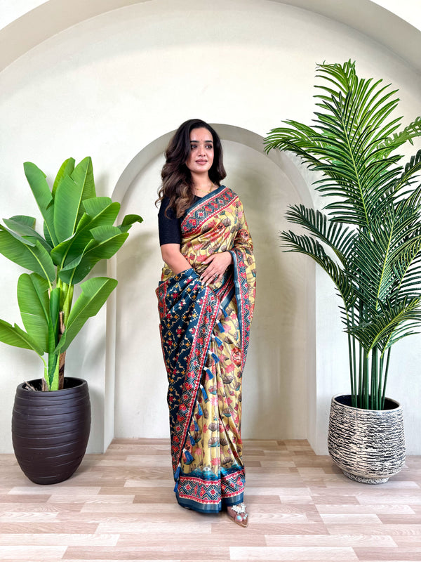 Glorious Dola Viscose Yellow Color Saree