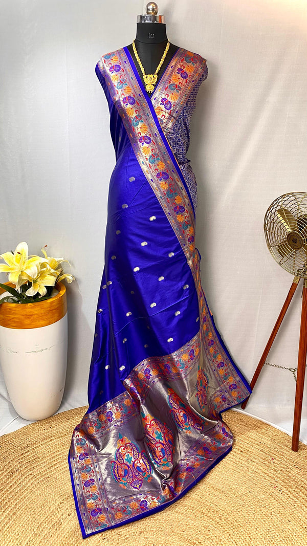 Marvelous Paithani Silk Blue Color Saree
