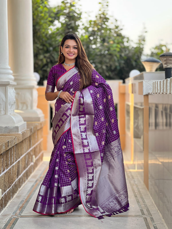 Fashionable Soft Silk Purple Color Saree