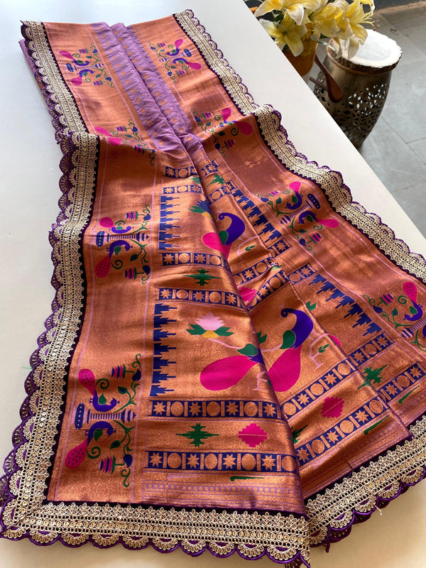 Ravishing Lavender Color Paithani Silk Saree