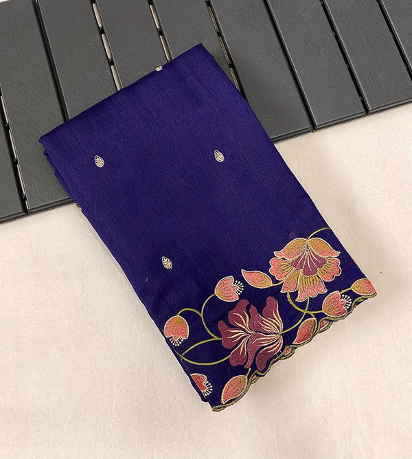 Ravishing Tussar Silk Navy Blue Color Saree