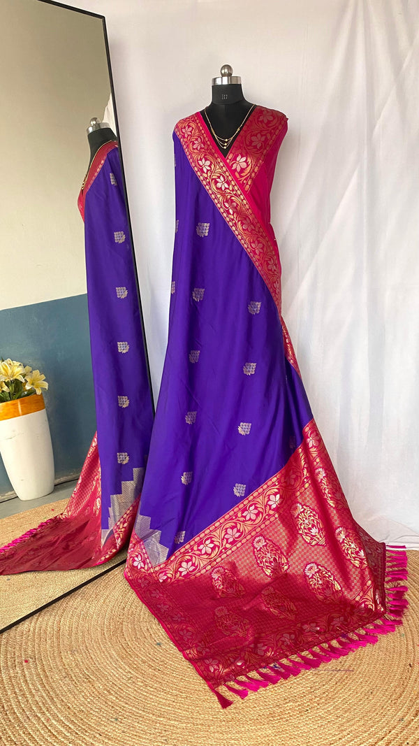 Shining Tone Silk Blue Color Saree