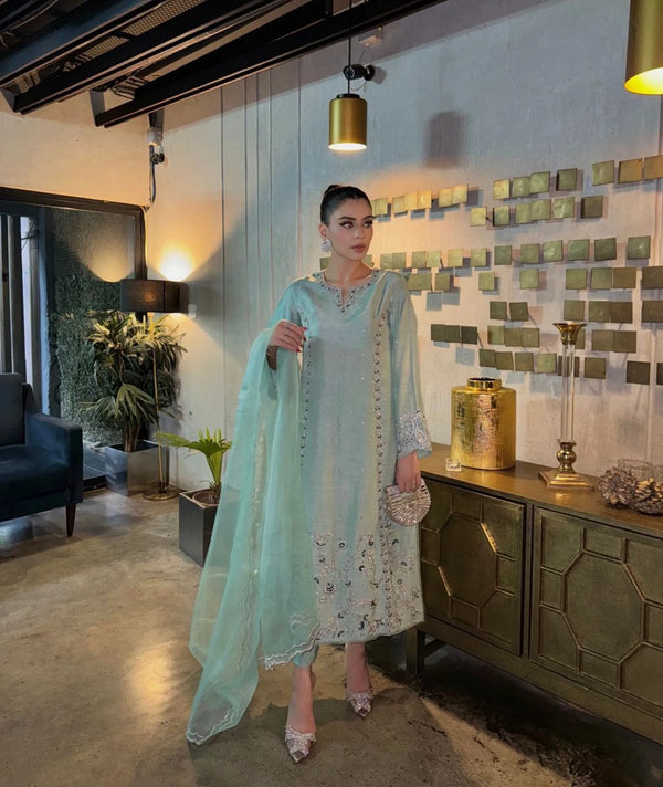 Presenting Thred And Sequence Work Teal Blue Color Salwar suit