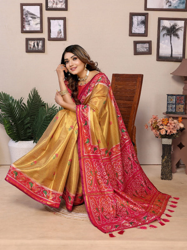 Presenting Tissue Silk Mustard Color Saree