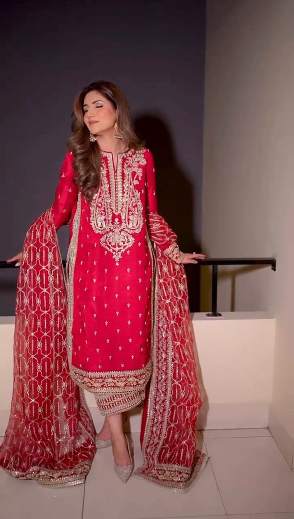 Red Color Heavy Work Salwar Suit