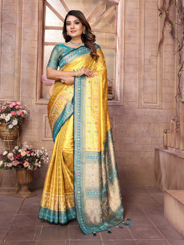 Adorable Banarasi Tissue Silk Yellow Color Saree