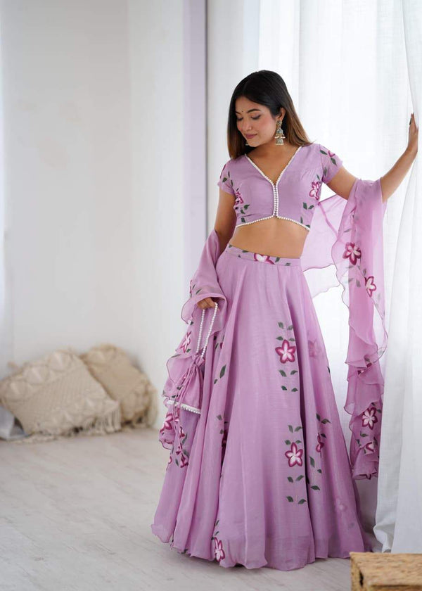 Wonderful Lavender Flared Lehenga Choli