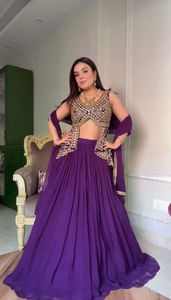 Wedding & Party Wear Purple Color Heavy Top With Lehenga
