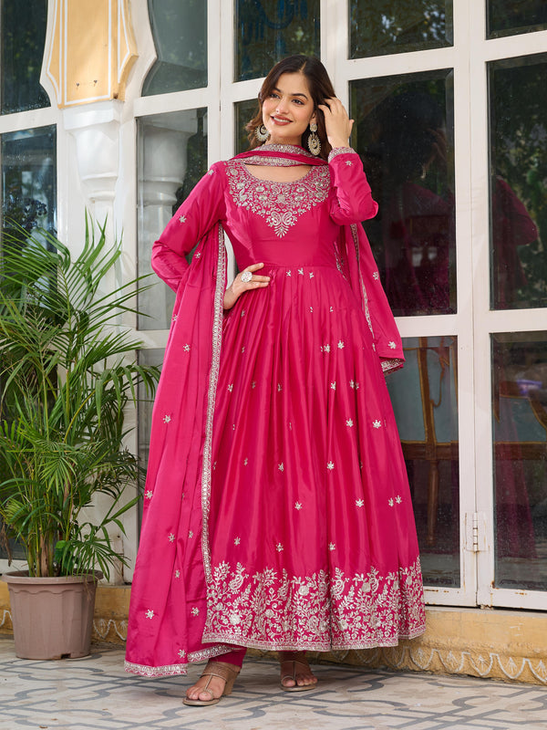Fantastic Sequence Work Pink Color Gown