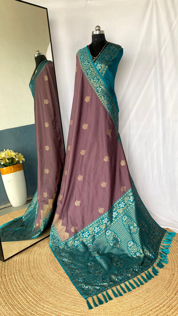 Shining Tone Silk Brown Color Saree