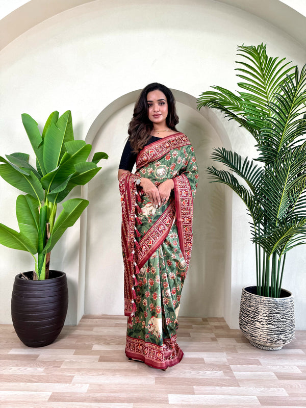 Glorious Dola Viscose Green Color Saree