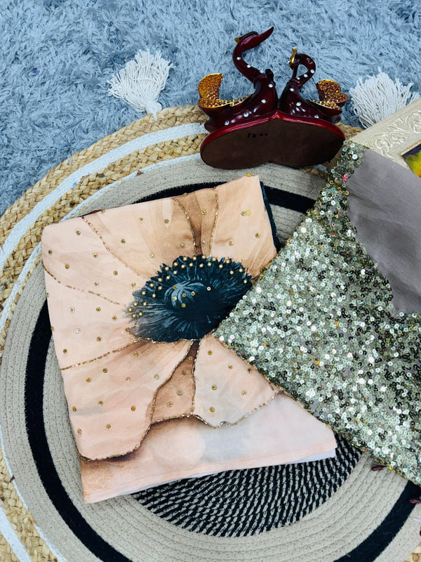 Beautiful Floral Print Multi Color Saree