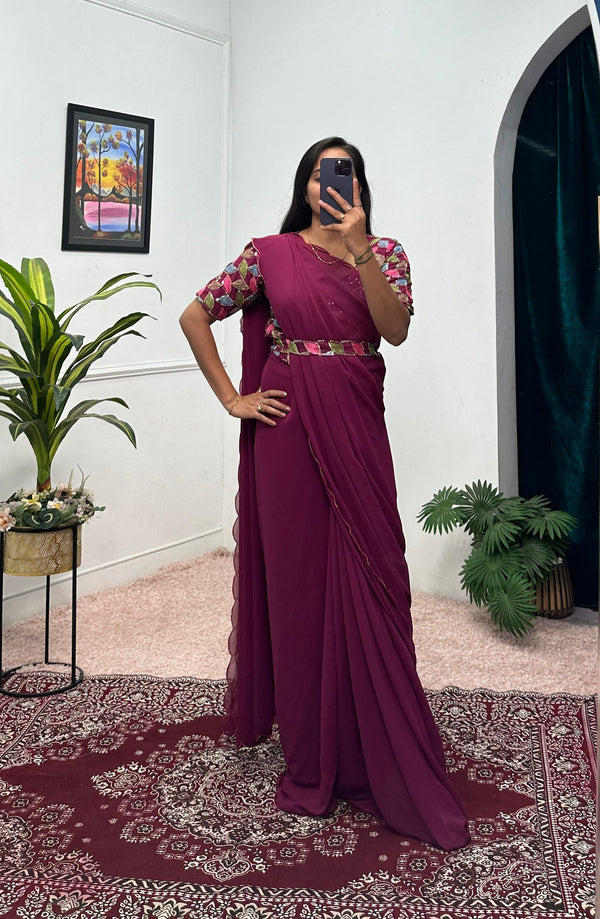 Charming Georgette Maroon Color Gown