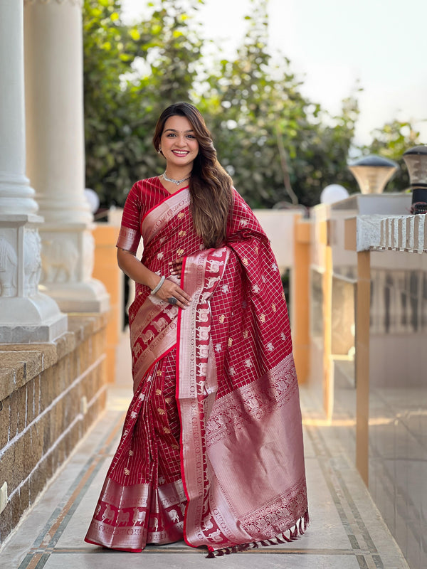 Fashionable Soft Silk Red Color Saree
