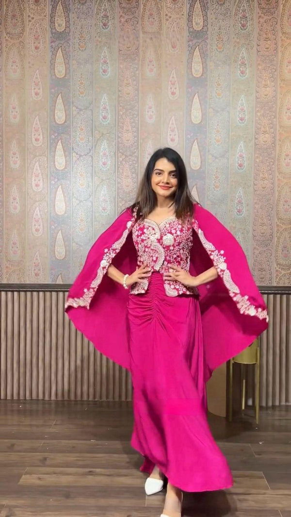 Fantastic Pink Color Skirt With Koti