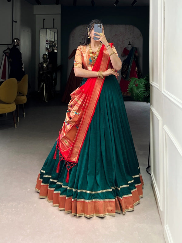 Marvelous Green Vichitra Silk Zari Work Lehenga Choli