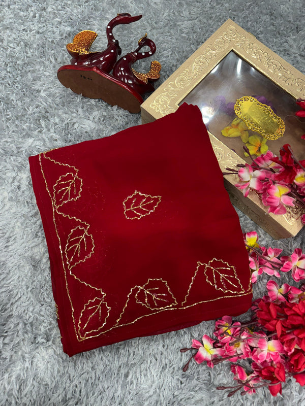 Fabulous Georgette Red Color Saree