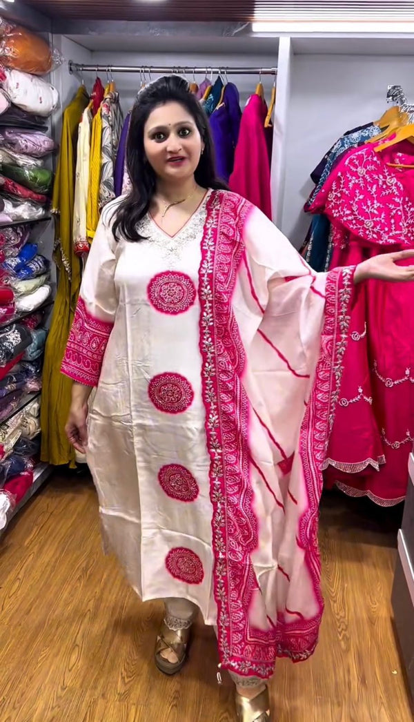 Exclusive White Color Embroidery Work Anarkali Suit