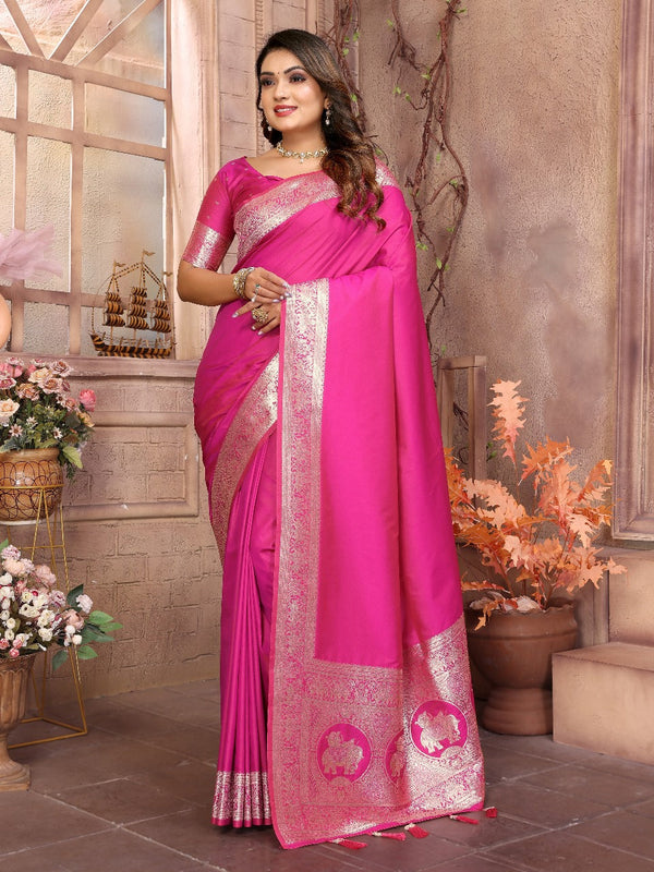Imposing Banarasi Silk Pink Color Saree