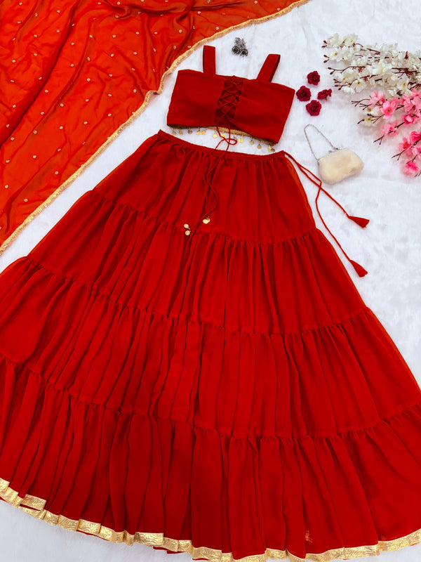Trendy Red Georgette Lehenga Choli