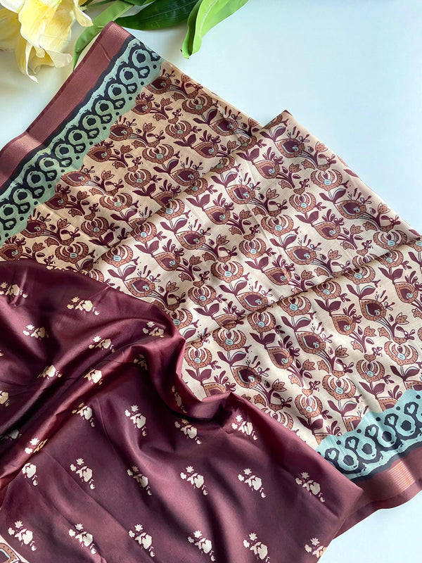 Glossy Dola Zari Patta Border Maroon Color Saree