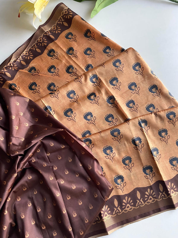 Glossy Dola Zari Patta Border Mustard Color Saree