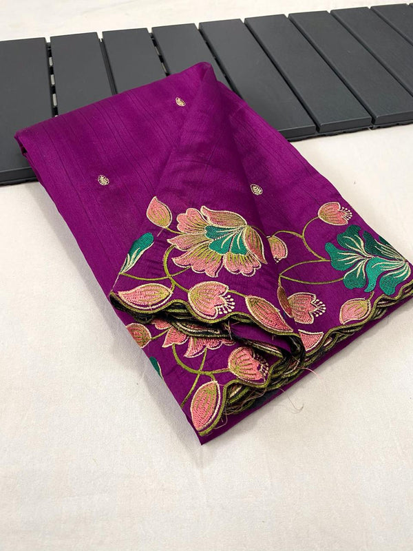 Ravishing Tussar Silk Purple Color Saree