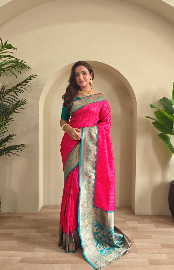 Casual Wear Pink Color Paithani Silk Saree