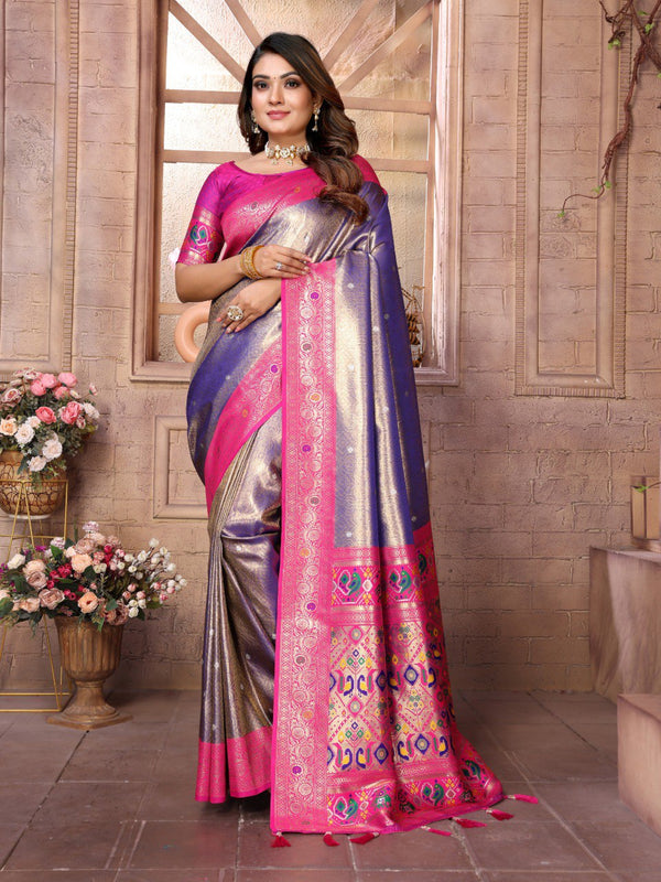 Graceful banarasi tissue silk Purple Colour sarees