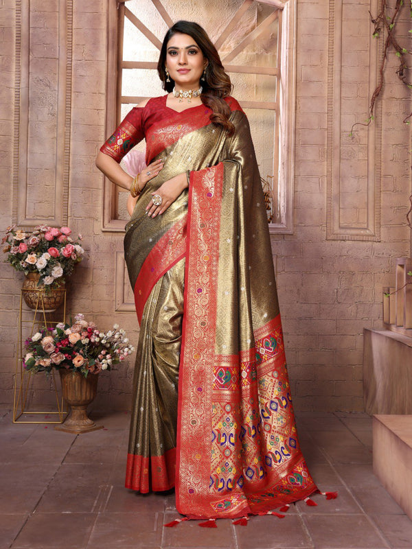 Graceful banarasi tissue silk Beige Colour sarees