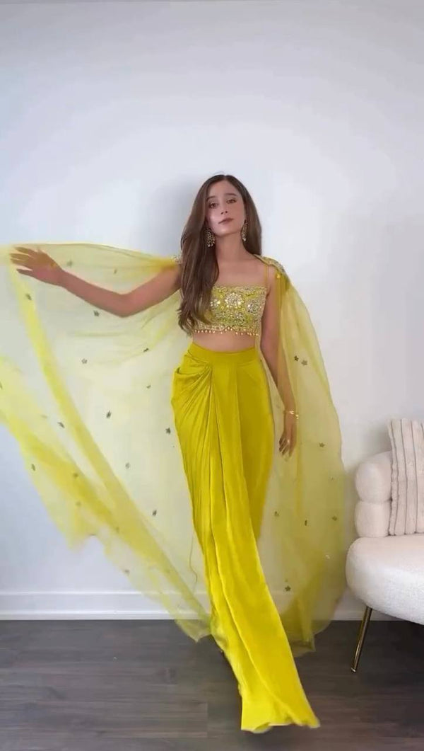 Fantastic Yellow Color Lehenga Choli With Shrug