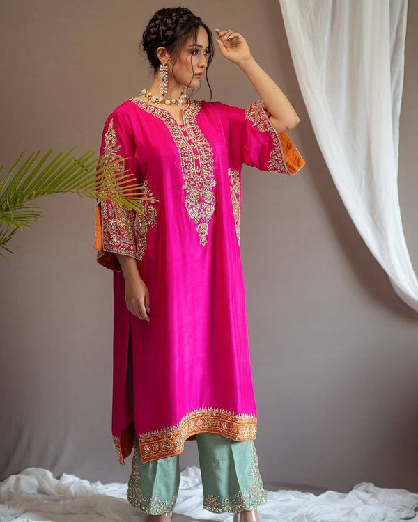 Outstanding Pink Color Sequences Work Plazzo Suit