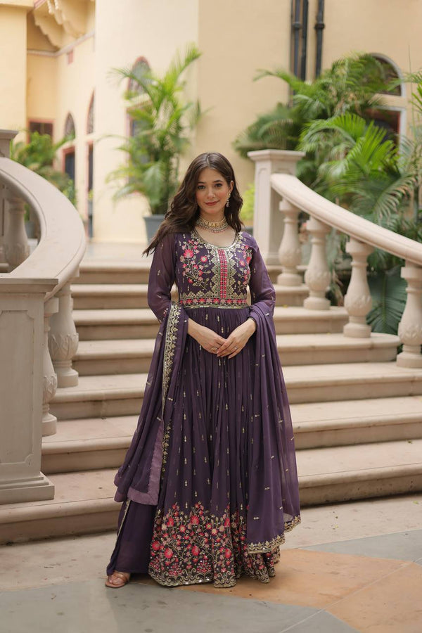 Wonderful Georgette Lavender Color Kurti With Sharara Suit
