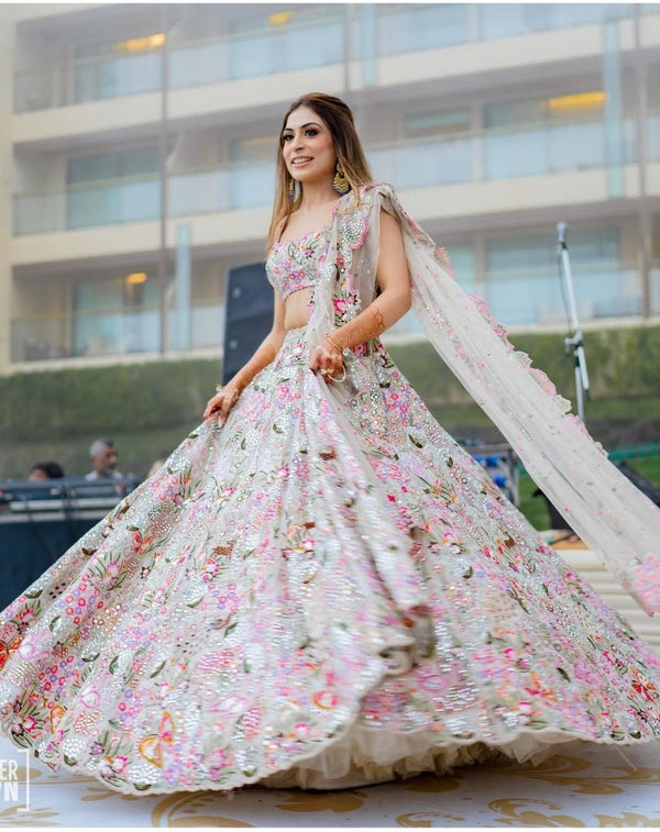 Pattern Wedding & Party Wear Multi Color Sequins Work Lehenga Choli