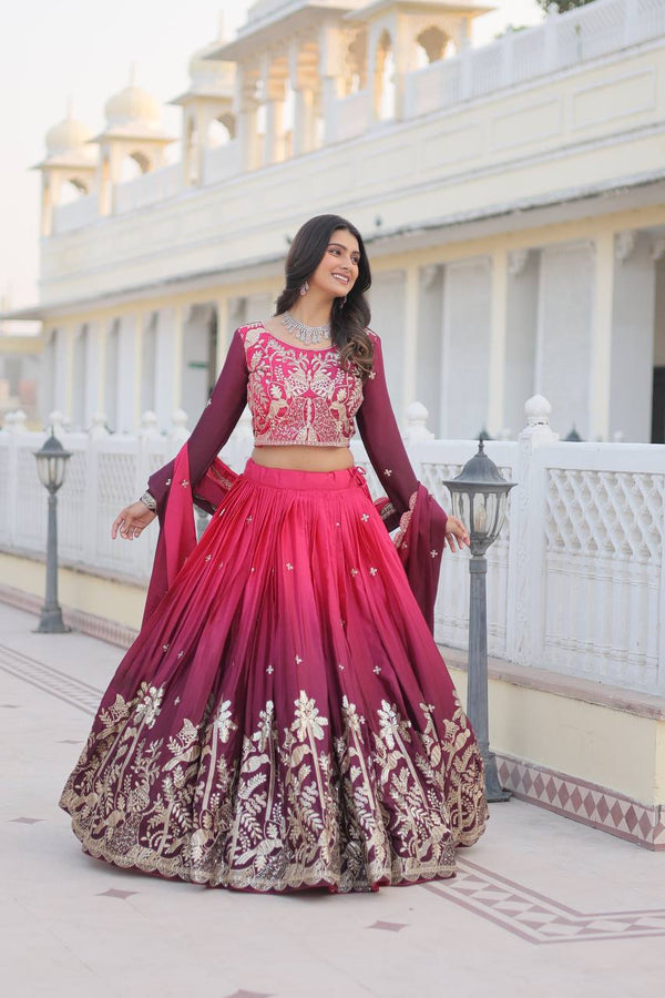 Captivating Embroidery Sequence Work pink Color Lehenga Choli