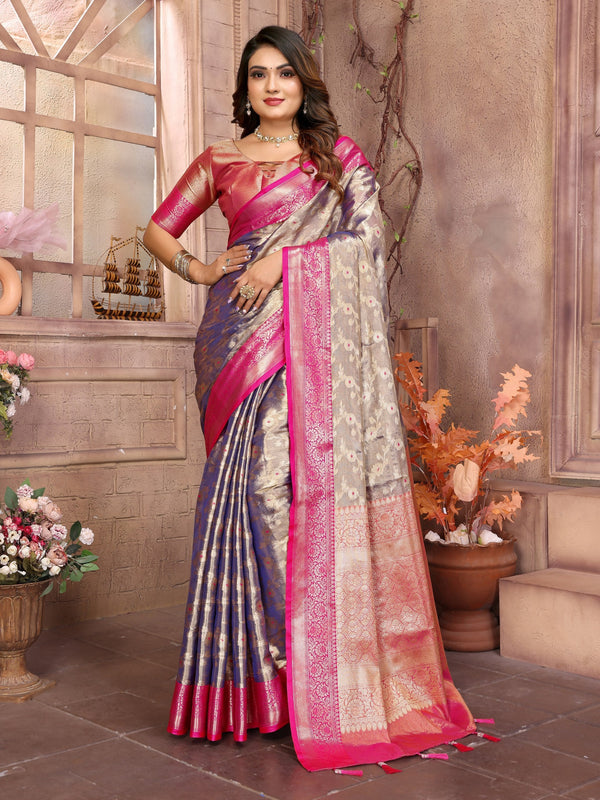 Awesome Tissue Silk Purple Color Saree