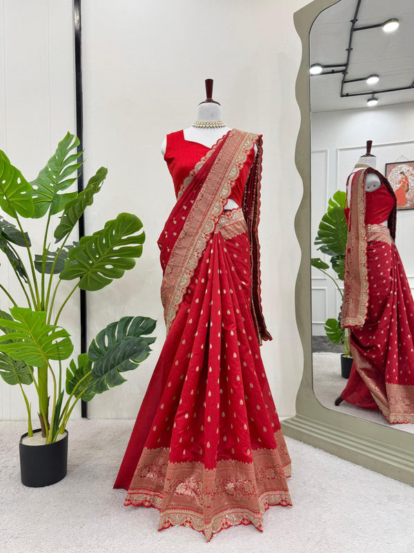 Presenting Red Color Kota Silk Saree