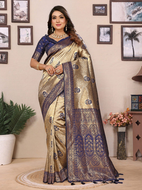 Admiring Tissue Silk Blue Color Saree