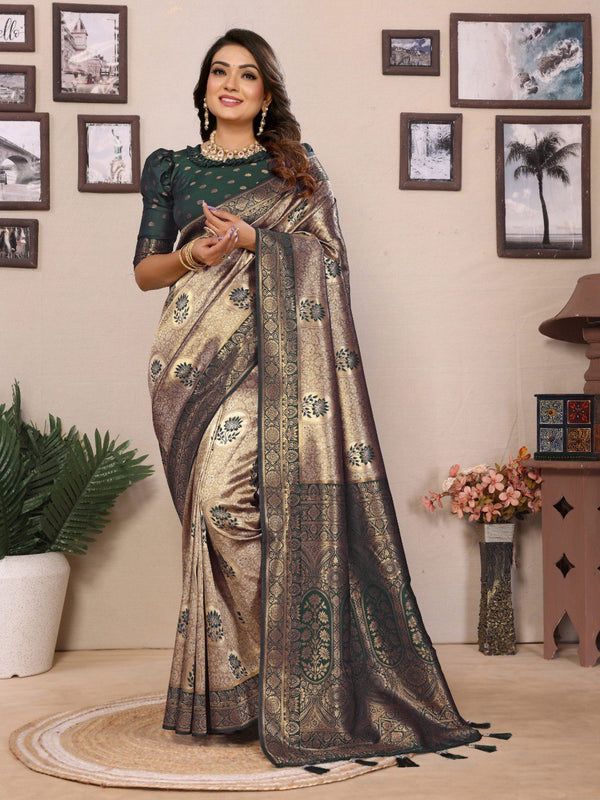 Admiring Tissue Silk Green Color Saree