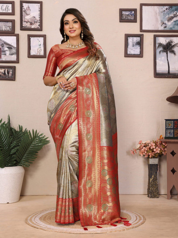 Presenting Paithani Banarasi Silk Green & Maroon Color Saree