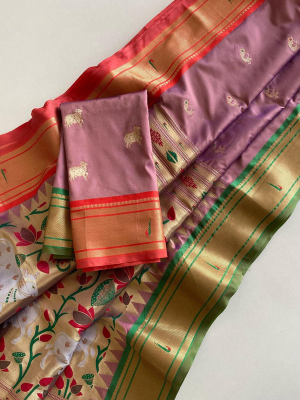 Graceful Paithani Weaving Baby Pink Color Saree