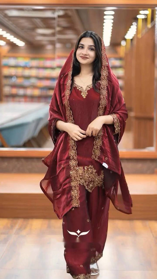 Captivating Sequence Work Maroon Color Salwar Suit