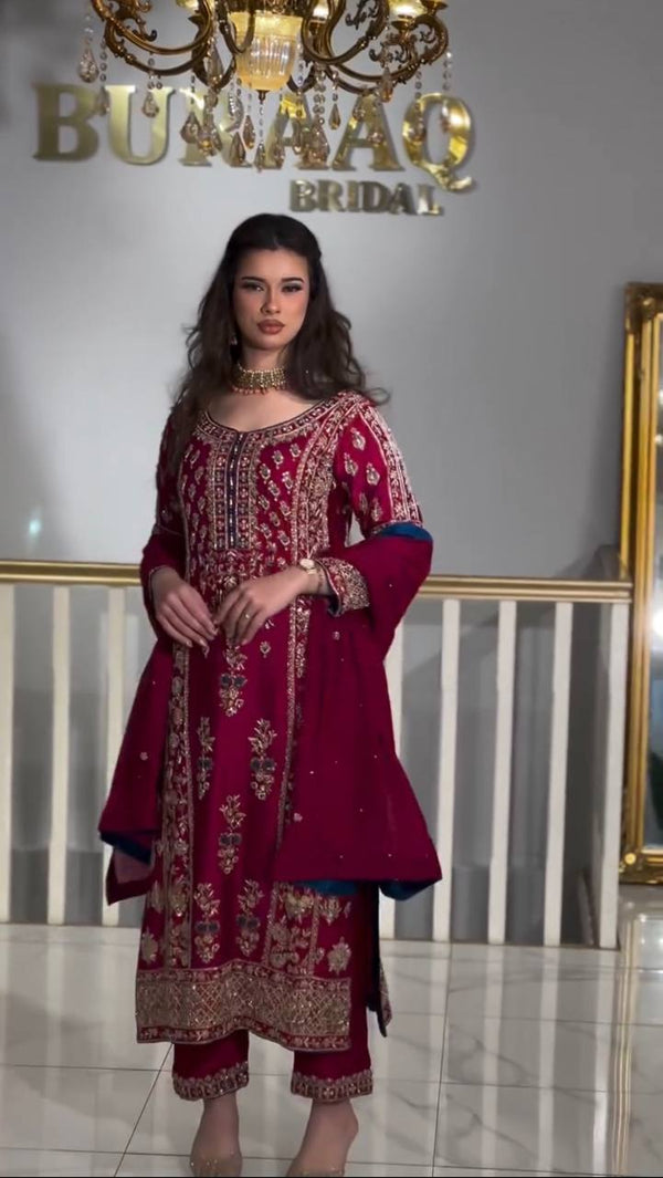 Peaceful  Embroidery Work Pink Color Salwar Suit