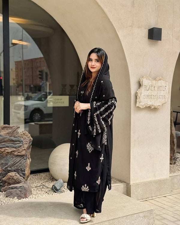 Delightful Sequence Work Black Color Salwar Suit