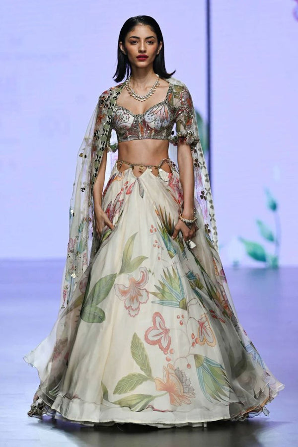 Bollywood Style Flower Print Multicolor Lehenga Choli